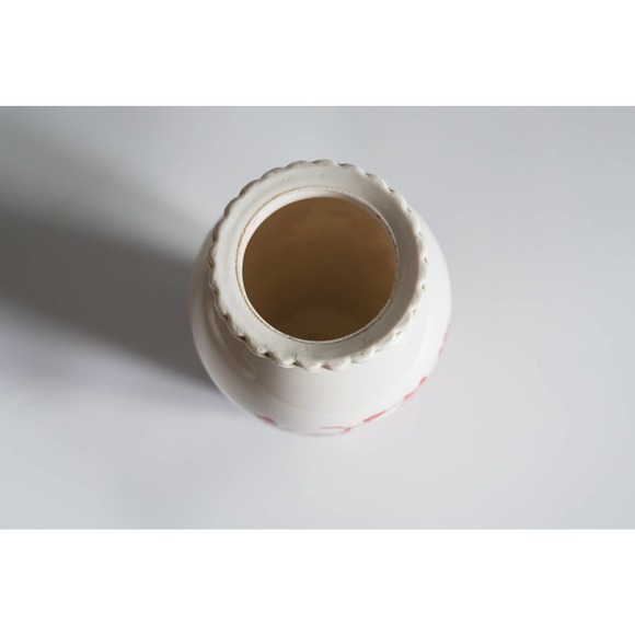 Vintage MCM Vitrock 9" Vase Anchor Hocking Red Birds & Flowers - Picture 6 of 7